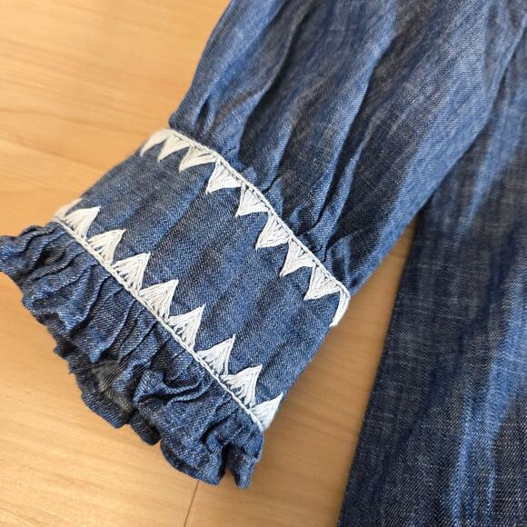 Banjanan Denim Chambray Tunic Mini Dress Size XS Long Sleeve Boho Cottage - Picture 3 of 9